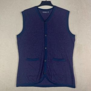 Samuel‎ Windsor Mens L Front Button Knit Vest Pockets Regular Fit Wool Cotton